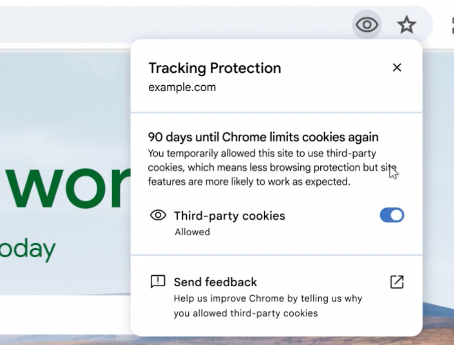 La posibilidad de activar las cookies de terceros.