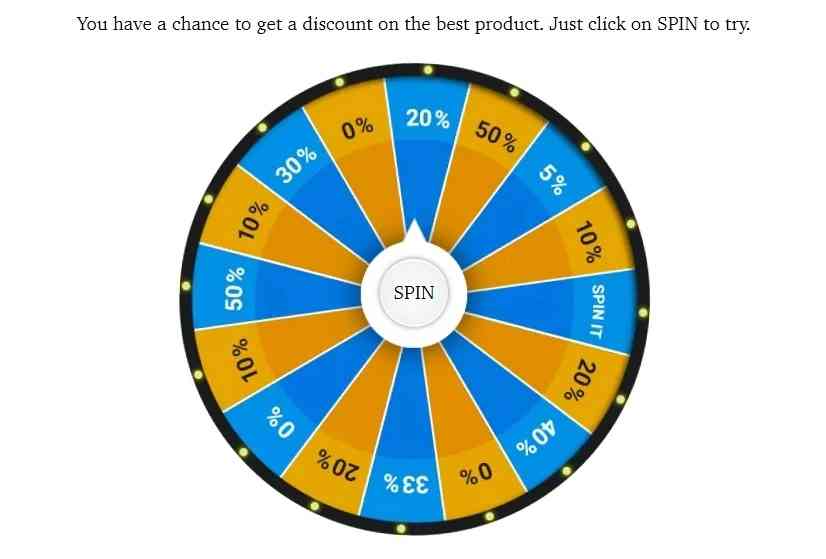 sorteo de un descuento en el producto